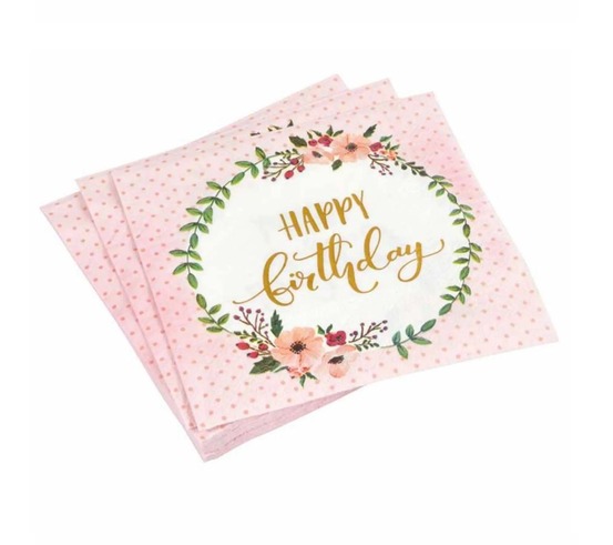 Lot de 20 serviettes en papier joyeux anniversaire chat licorne