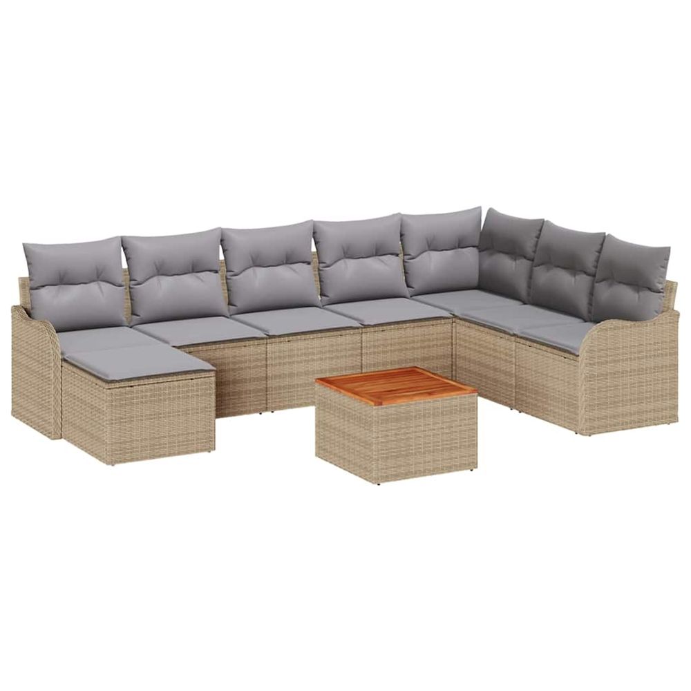 Ensemble de canapé de jardin 9 pc beige et gris clair polyrotin