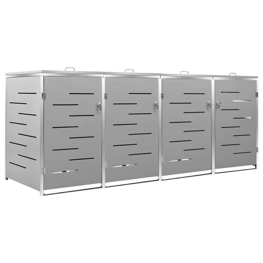 Abri pour quatre poubelles 276,5x77,5x115 cm inox