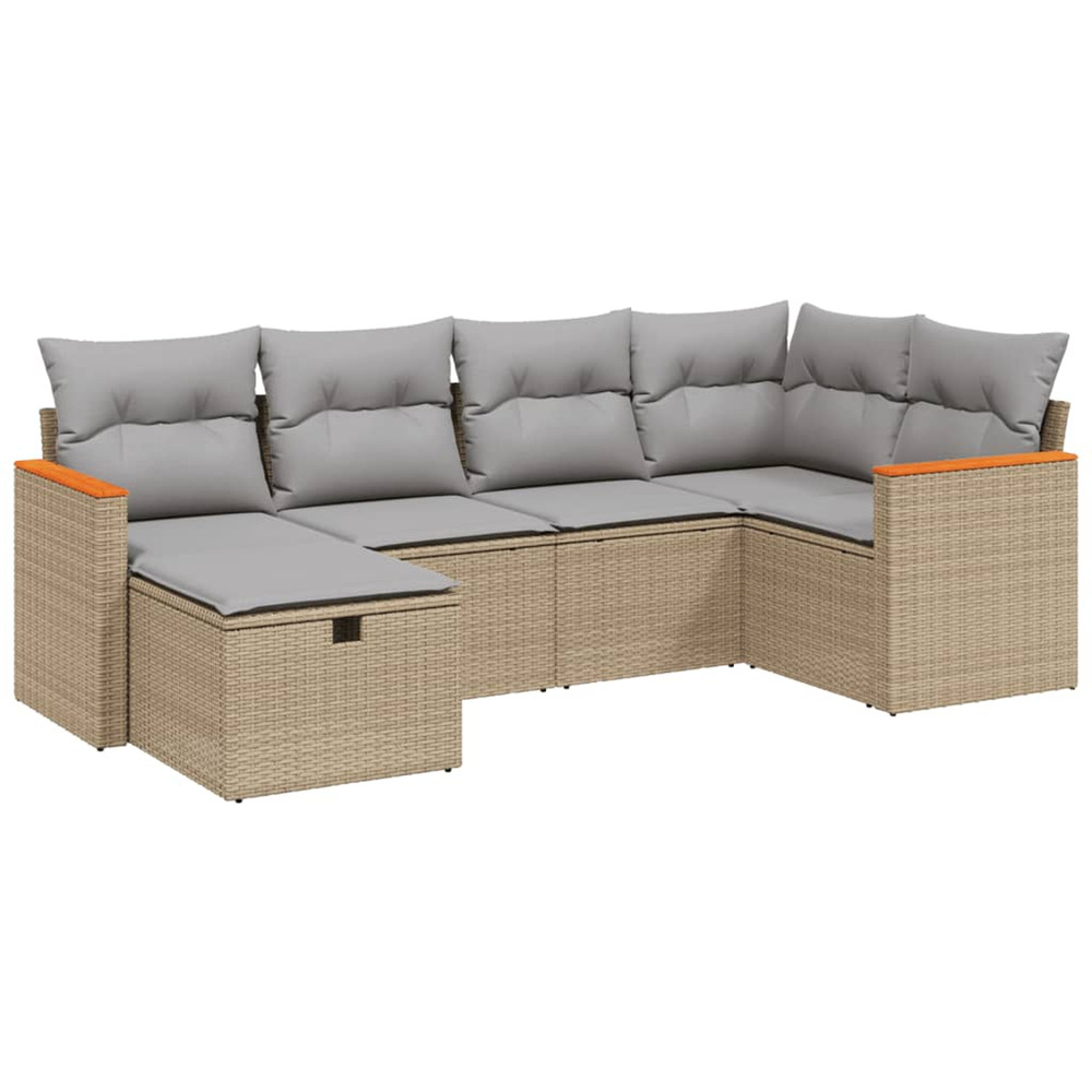 Salon de jardin avec coussins 6pcs mélange beige résine tressée