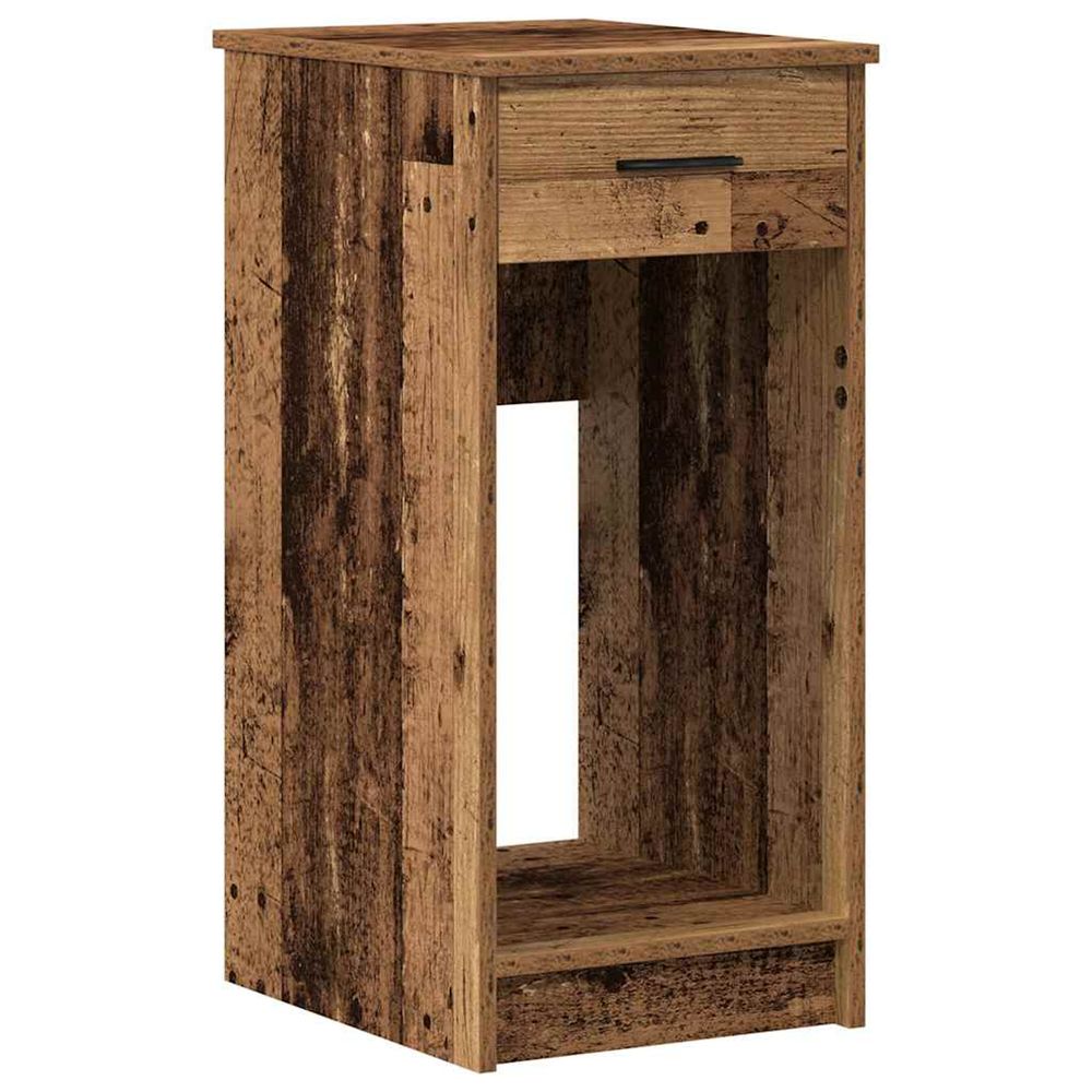 Support de tour d'ordinateur avec tiroir vieux bois 35x45x77 cm
