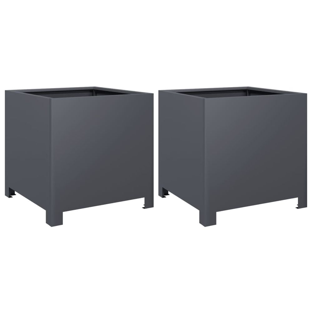 Jardinière d'extérieurs 2 pcs anthracite 40x40x40 cm acier