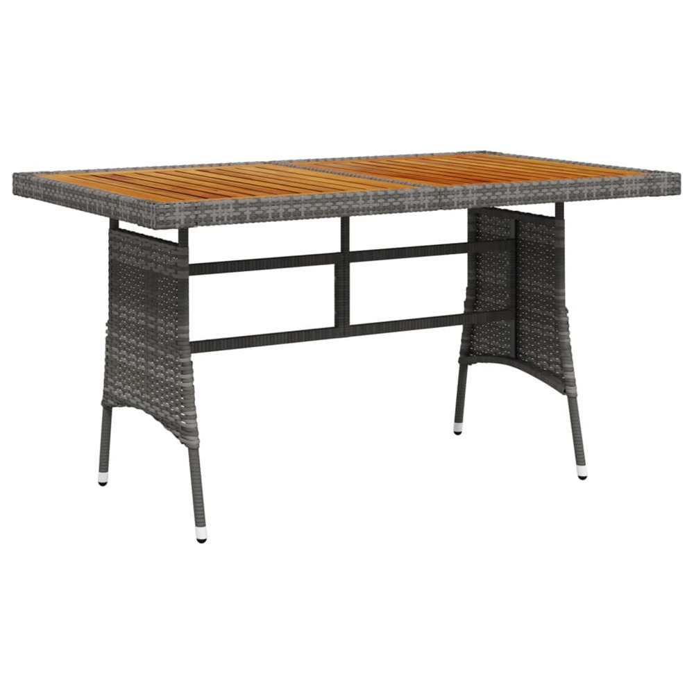 Table de jardin gris 130x70x72 cm résine tressée et acacia