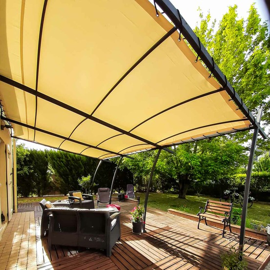 Toile pergola ivoire 2.5x3.5 m garantie 10 ans tecplast xp640pr made in france