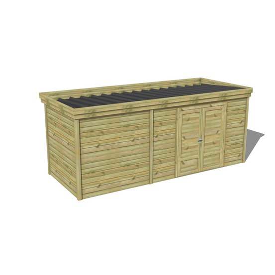 Abri de jardin bois pin traité autoclave 27mm - 5,99x2,14m / 13m2 - bac acier - abri français