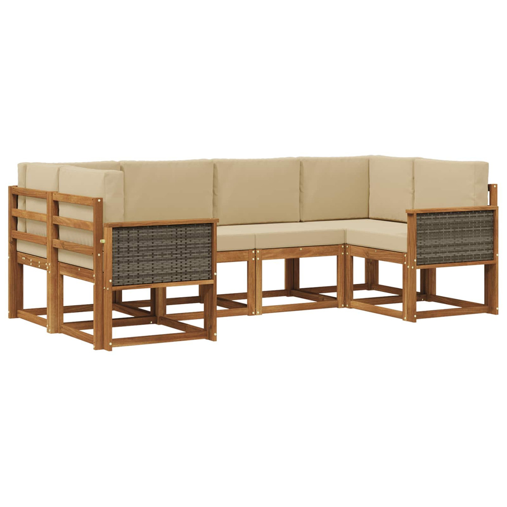 Ensemble de canapés d'extérieur 6 pcs naturel et beige