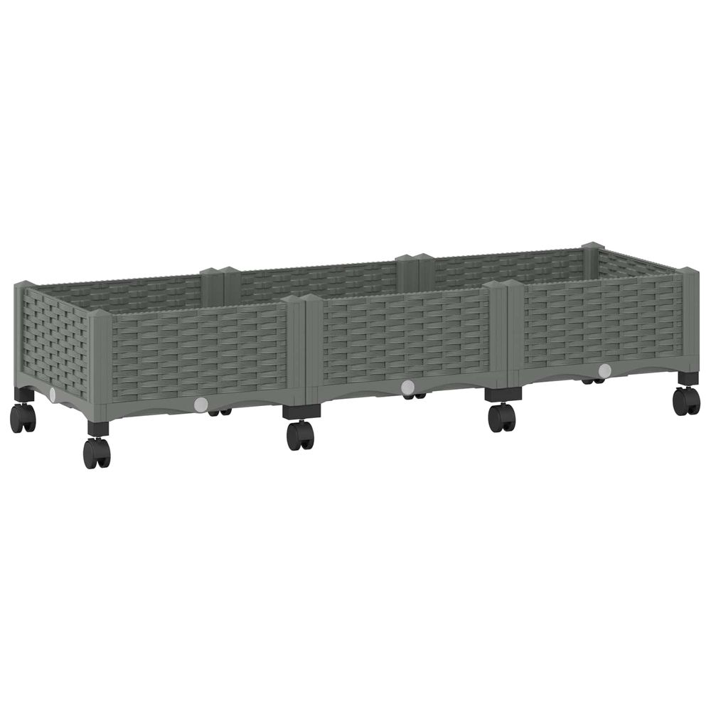 Jardinière d'extérieur avec roues gris clair 120 x 40 x 29 cm pp