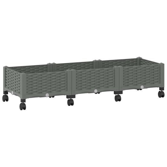Jardinière d'extérieur avec roues gris clair 120 x 40 x 29 cm pp