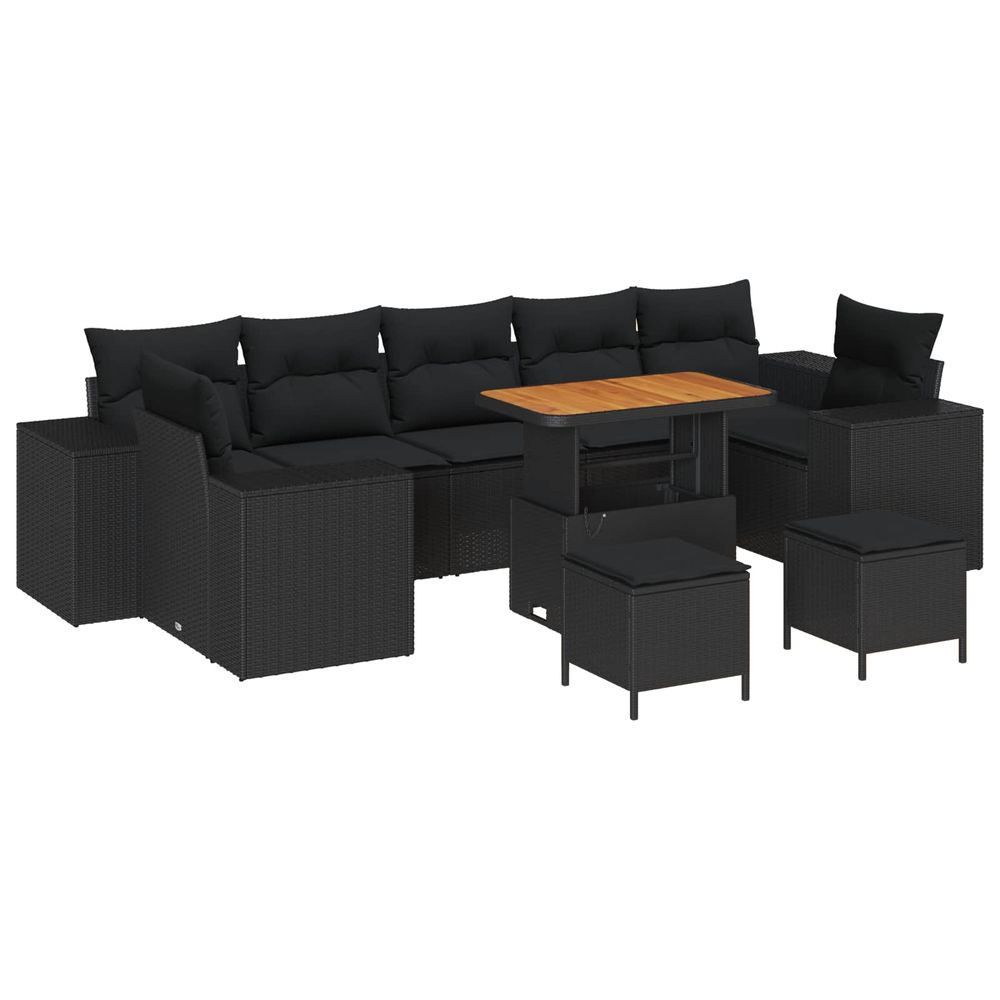 Ensemble de canapé de jardin 10 pc noir polyrotin