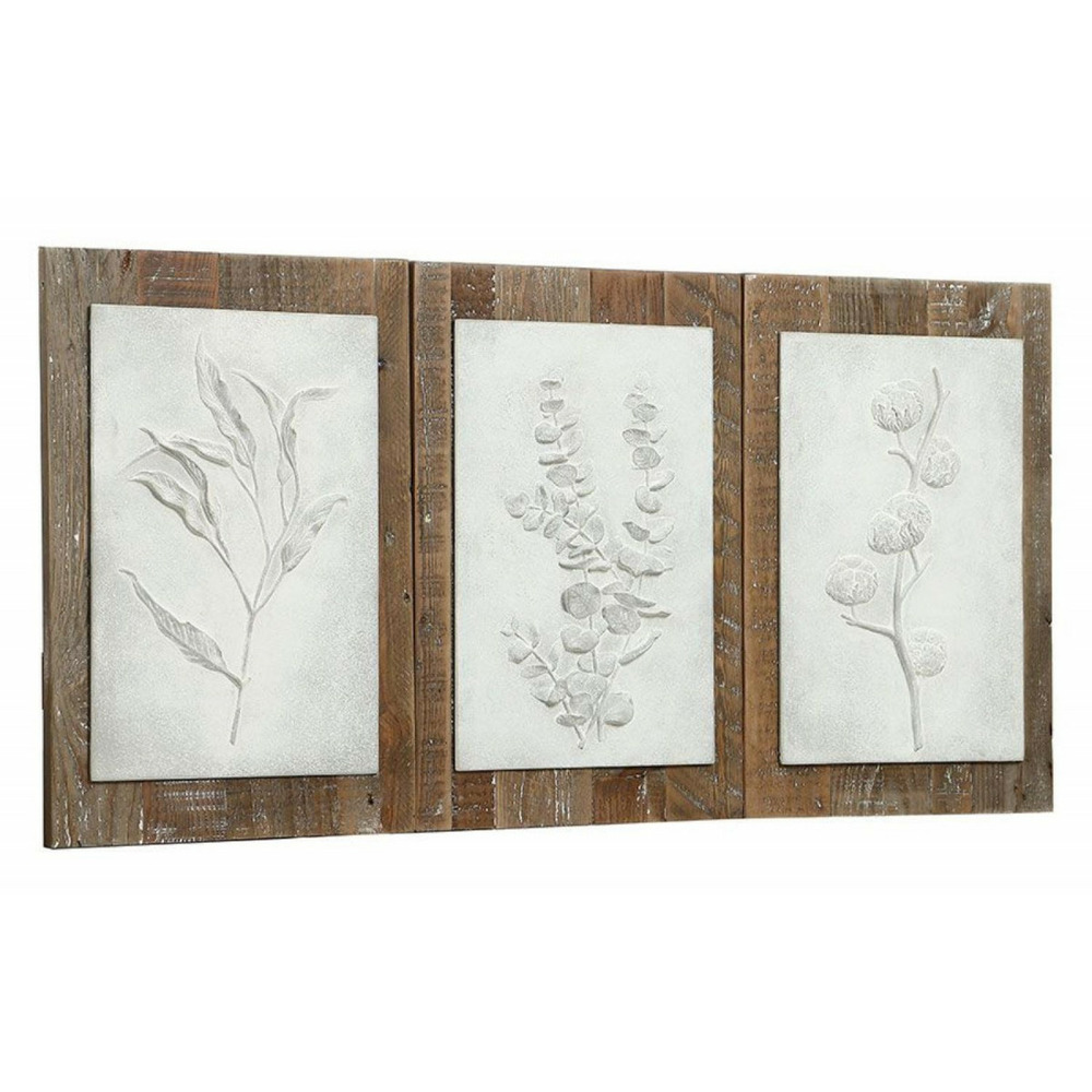 Triptyque de panneaux floraux bois multicolore - country interior's