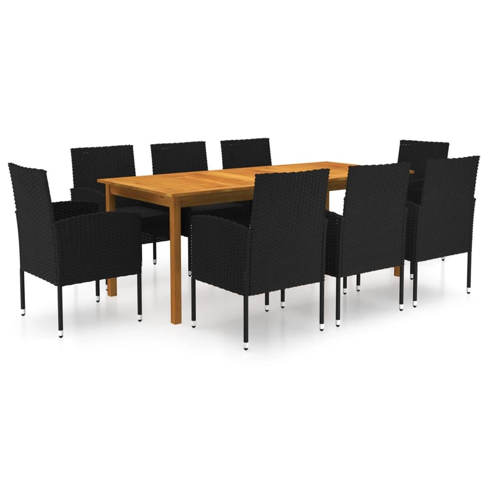 Ensemble à manger de jardin 9 pcs noir