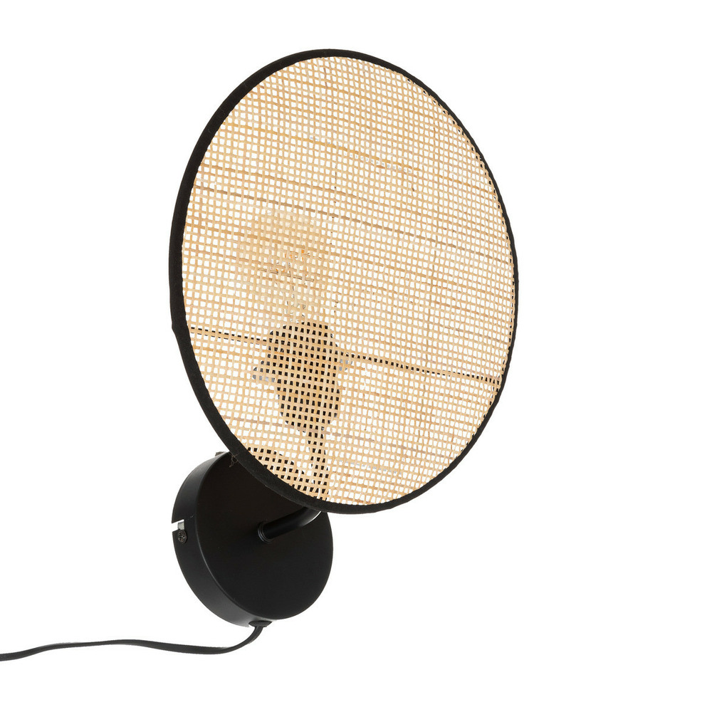Applique murale en rotin et métal noir d 27 cm