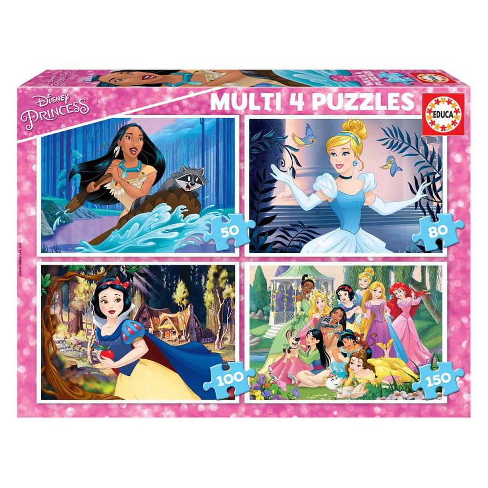 4 puzzles disney princesses pocahontas cendrillon et blanche neige