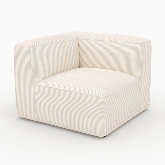Mina-angle gauche pour canapé modulable en velours blanc cassé