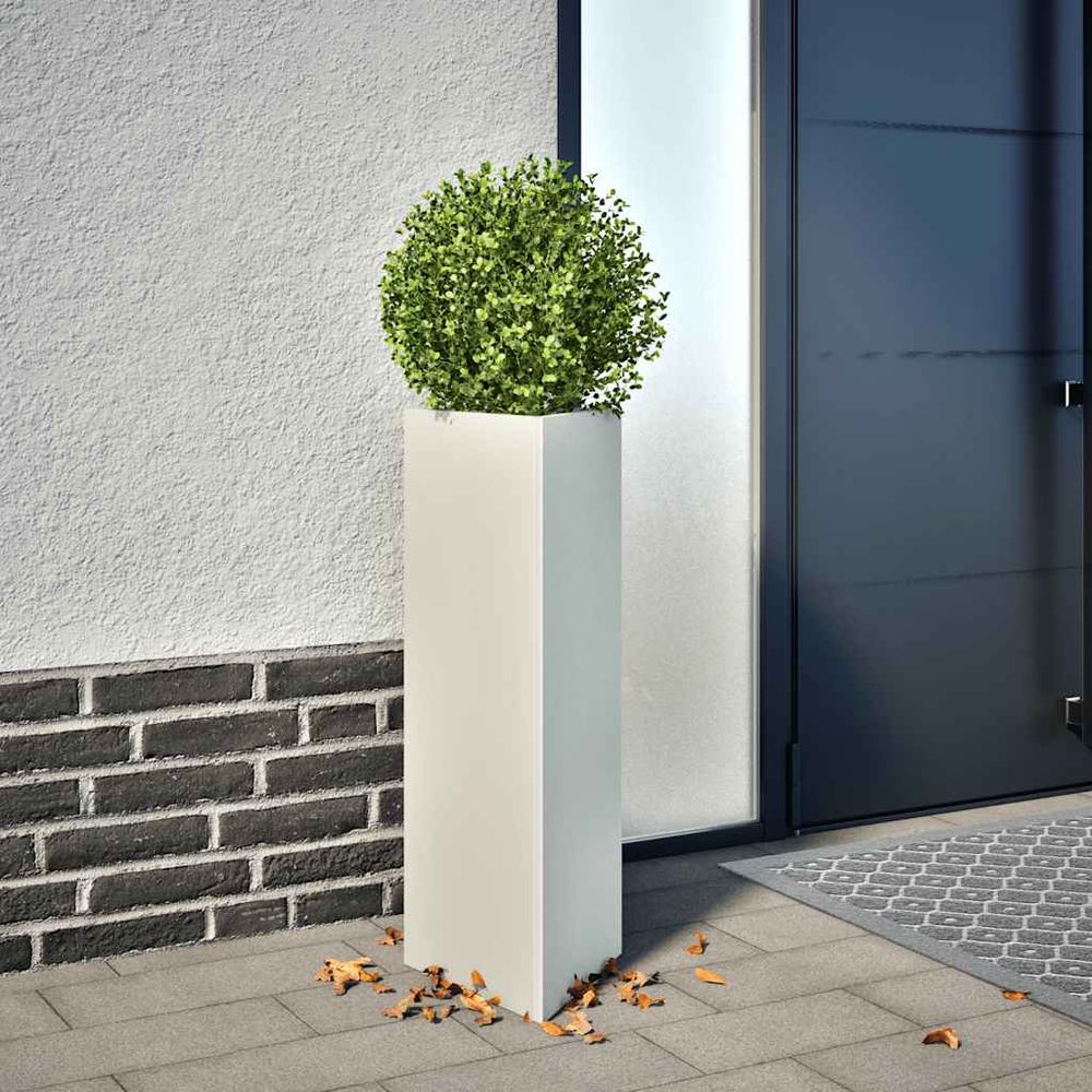 Jardinière haute triangulaire acier pour balcon jardin 75 cm blanc