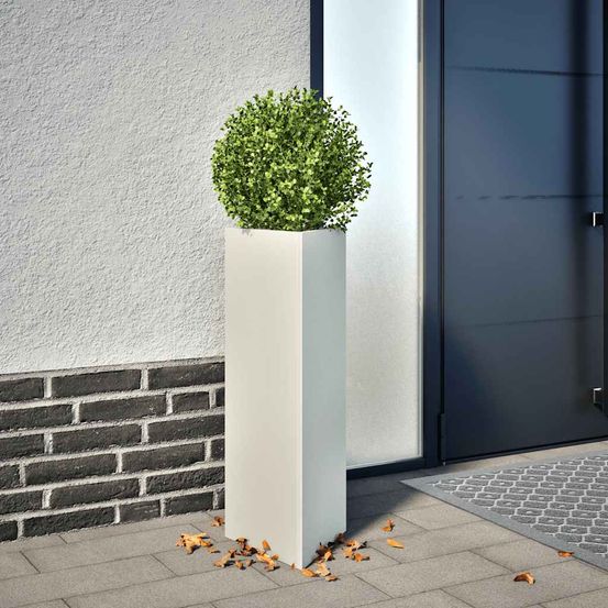 Jardinière haute triangulaire acier pour balcon jardin 75 cm blanc