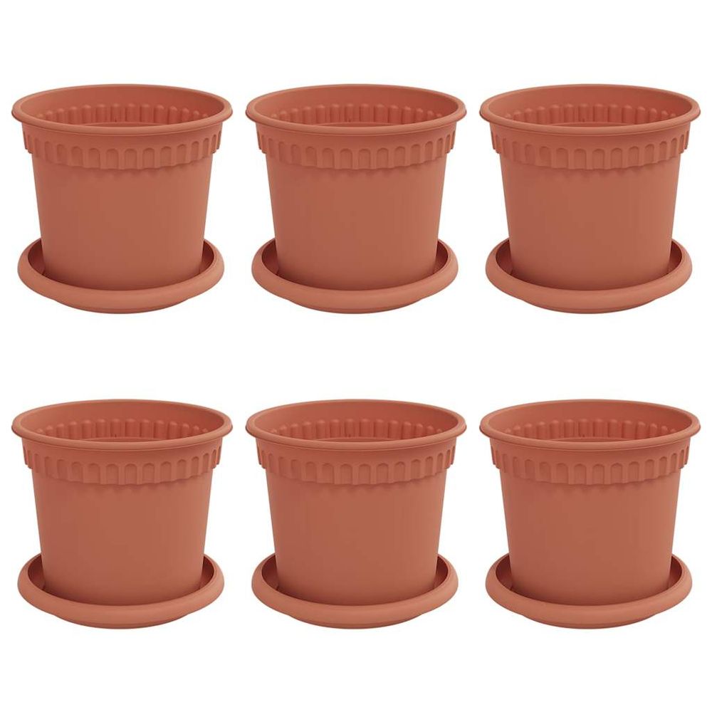 Pots de plantes 6 pc rouge brique plastique