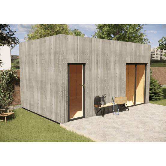 Studio de jardin re2020 en bois 5,5 x 3,5 x 3,2 m / isolation re2020 avec plancher isolé / menuiseries alu k-line