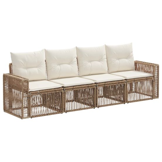 Ensemble de canapé de jardin 4 pc beige et blanc crème