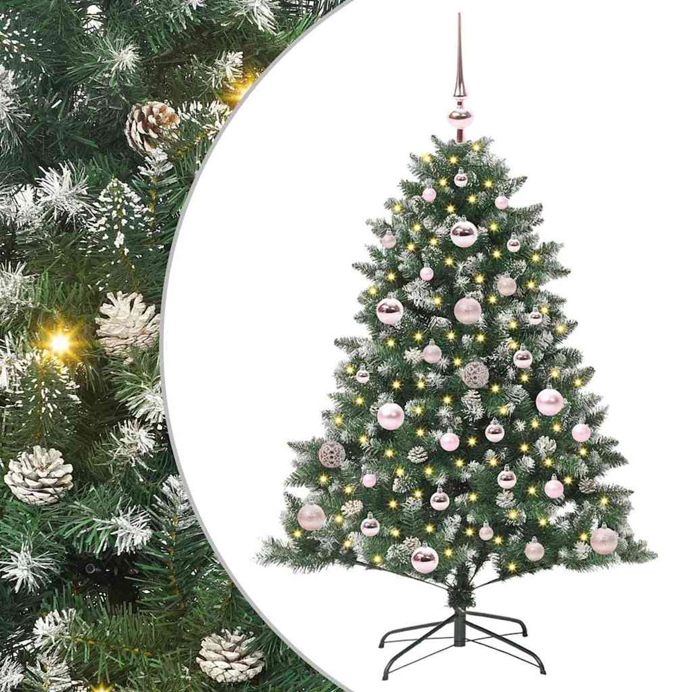 Sapin de noël artificiel vert 120 cm pvc, plastique et acier