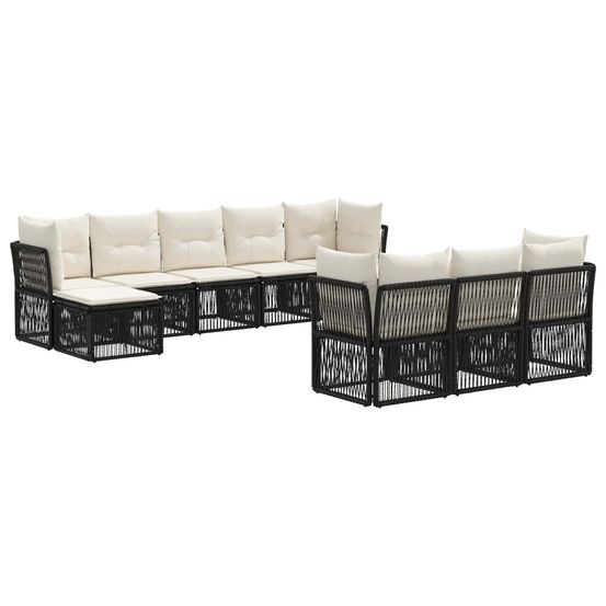 Ensemble de canapé de jardin 10 pc noir polyrotin