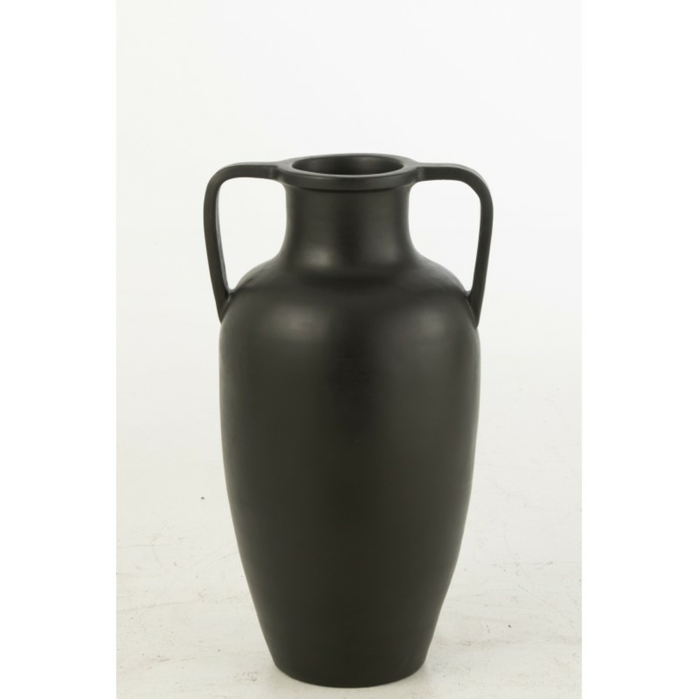 Vase 2 anses en poterie noir 47x47x66 cm
