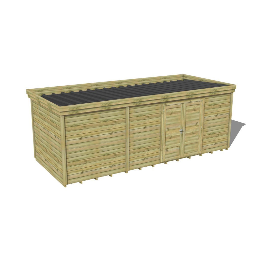 Abri de jardin bois pin traité autoclave 27mm - 6,89x2,64m / 18m2 - bac acier - plancher bois