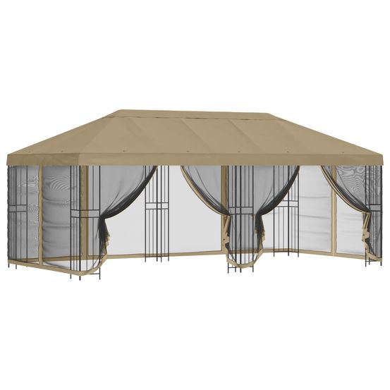 Gazebo avec murs latéraux 6 x 3 m beige polyester et acier