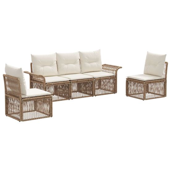 Ensemble de canapé de jardin 5 pc beige polyrotin