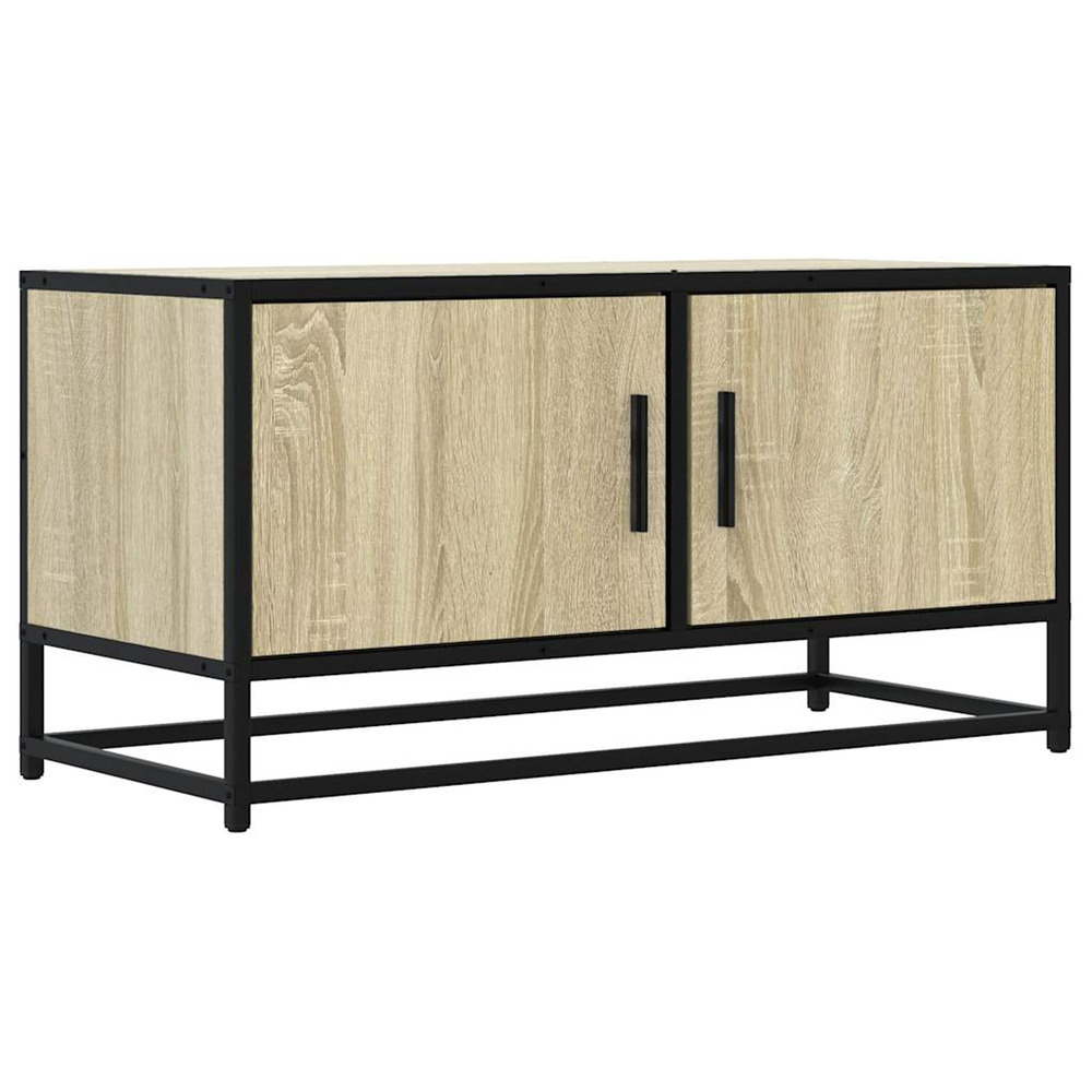 Meuble tv chêne sonoma 80x34,5x40 cm bois d'ingénierie et métal