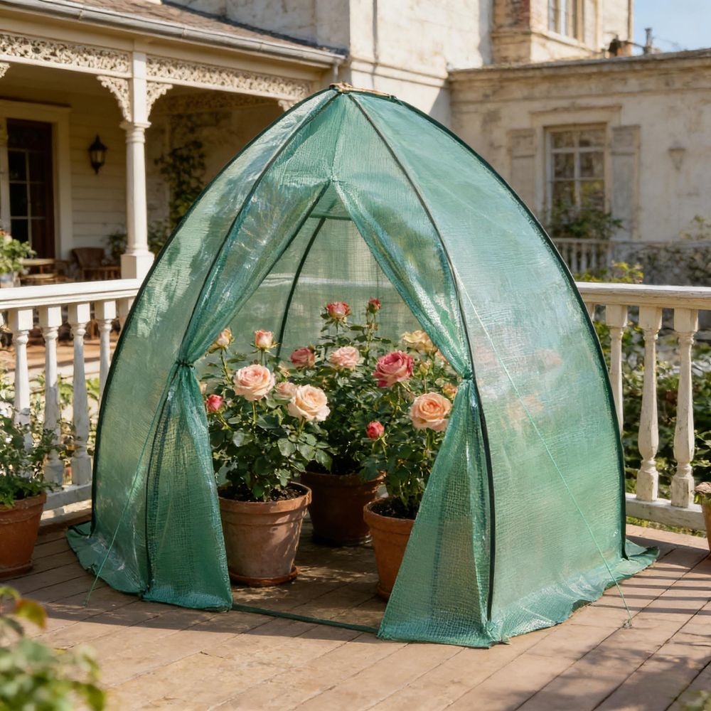 Serre de jardin tipi acier et bâche pe pour plantes protection intempéries 240x200x240cm vert - comfortxl outdoor living