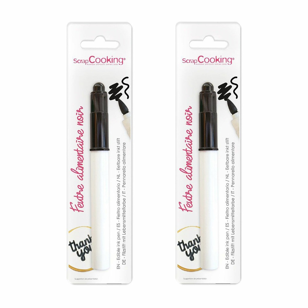2 feutres pinceaux alimentaires noirs