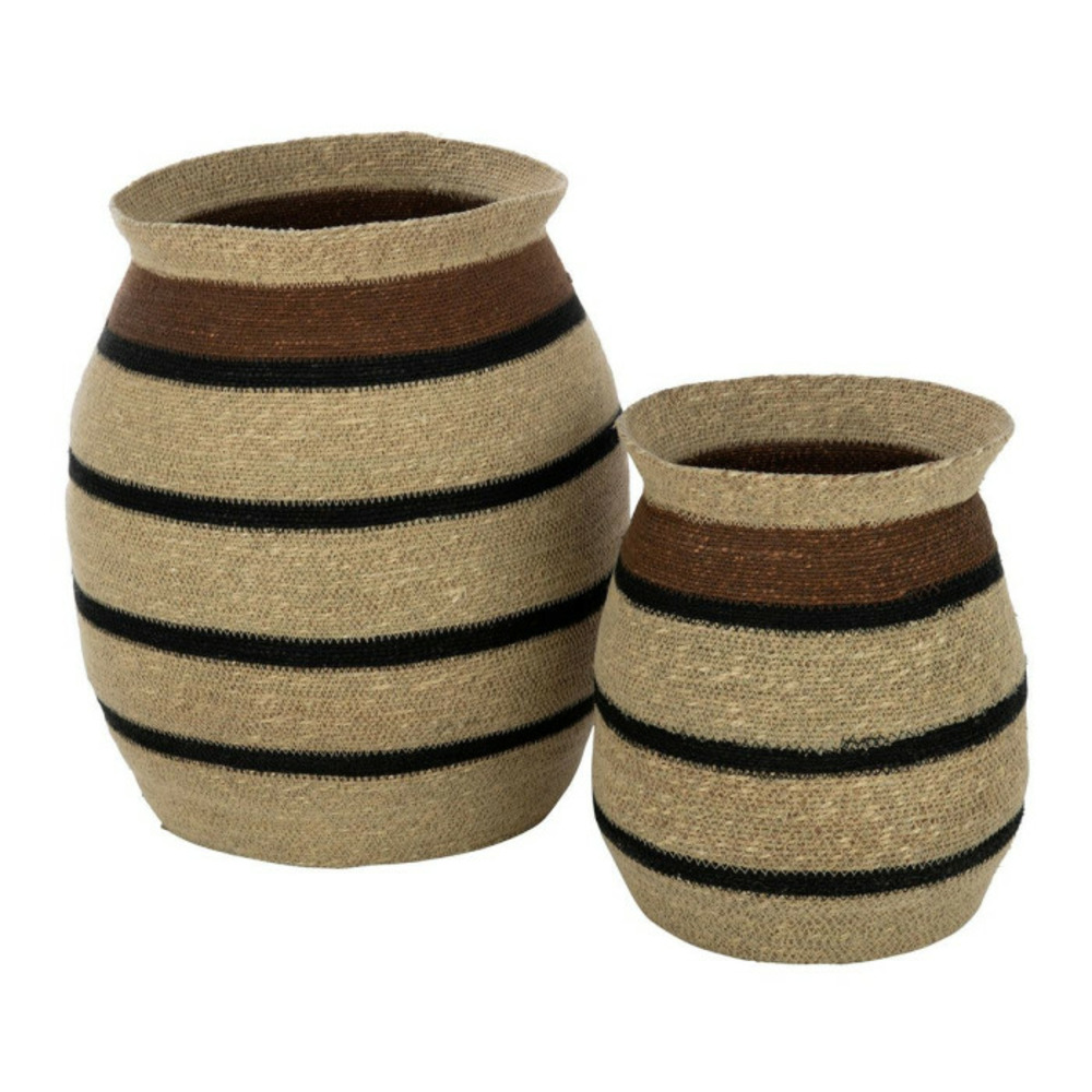 Lot de 2 cache-pots paniers rayures 
