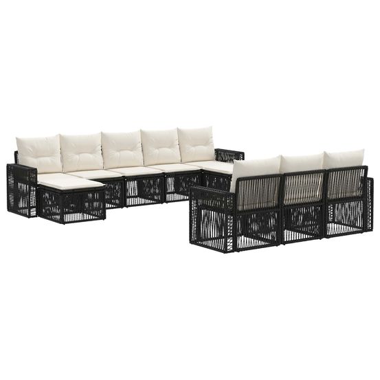 Ensemble de canapé de jardin 10 pc noir et blanc crème
