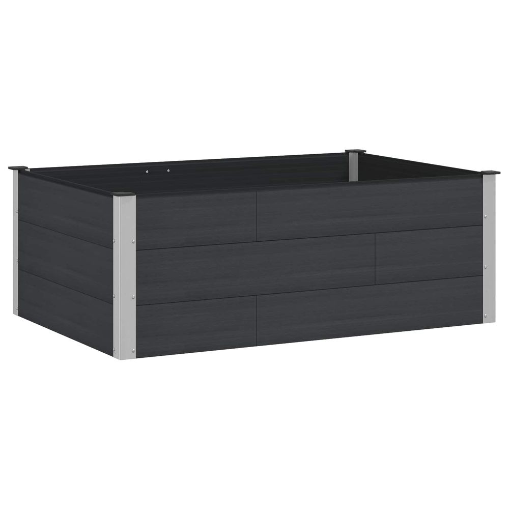 Jardinière surélevée noir 150 x 100 x 54 cm wpc et aluminium