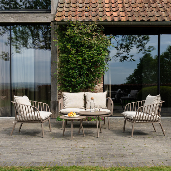 Ensemble bas de jardin en résine et acier 4p marron marina