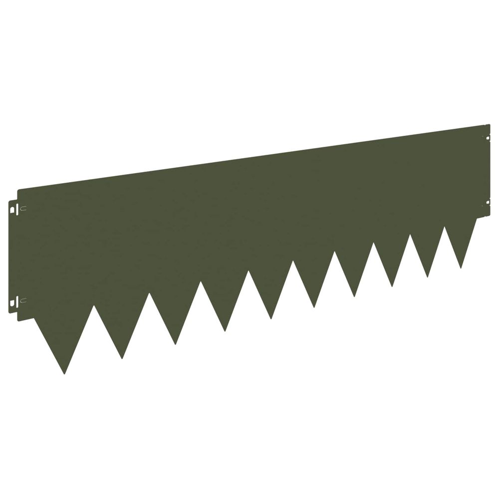 Bordure de pelouse 10 pc 103 x 30 cm acier vert olive