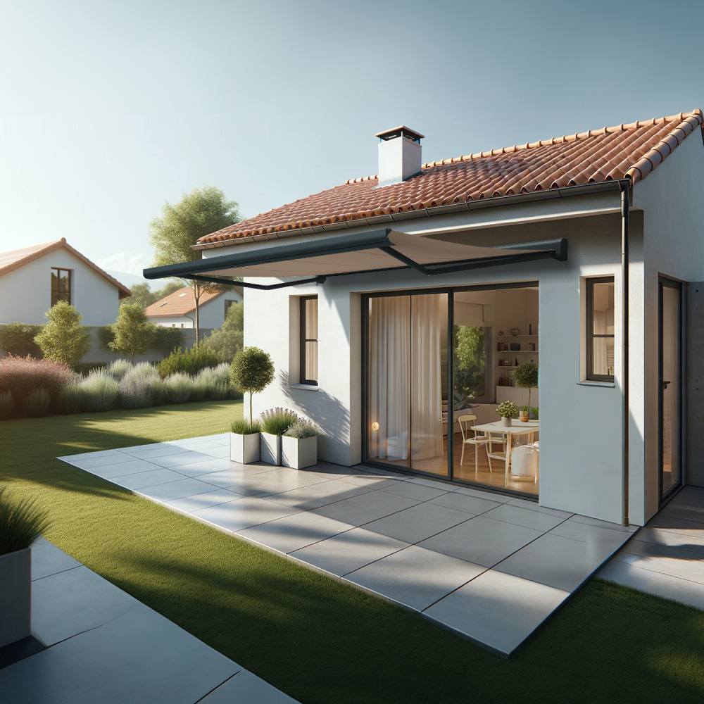 Store banne coffre intégral celeste 4,00x3,00 m (manuelle - gris anthracite stucturé ral7016st - taupe)