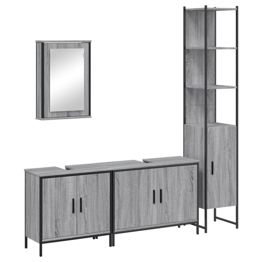 Ensemble de meubles de salle de bain 4 pcs sonoma gris