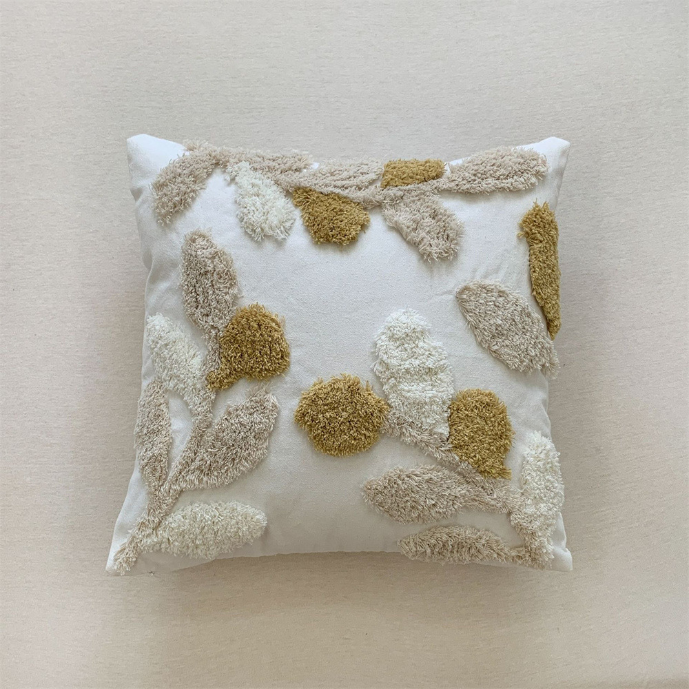 Housse amovible en coton, beige - l45 x l45 cm