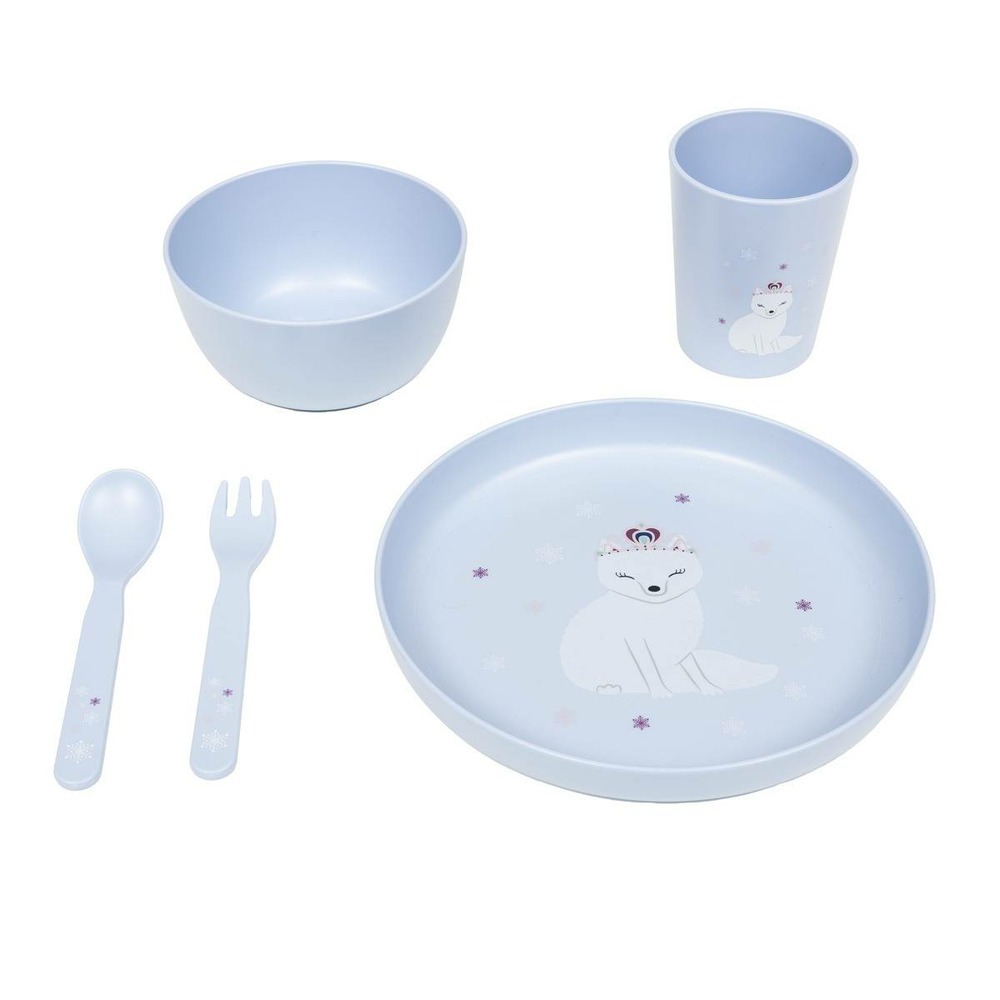 Set repas 5 pièces h19cm bleu