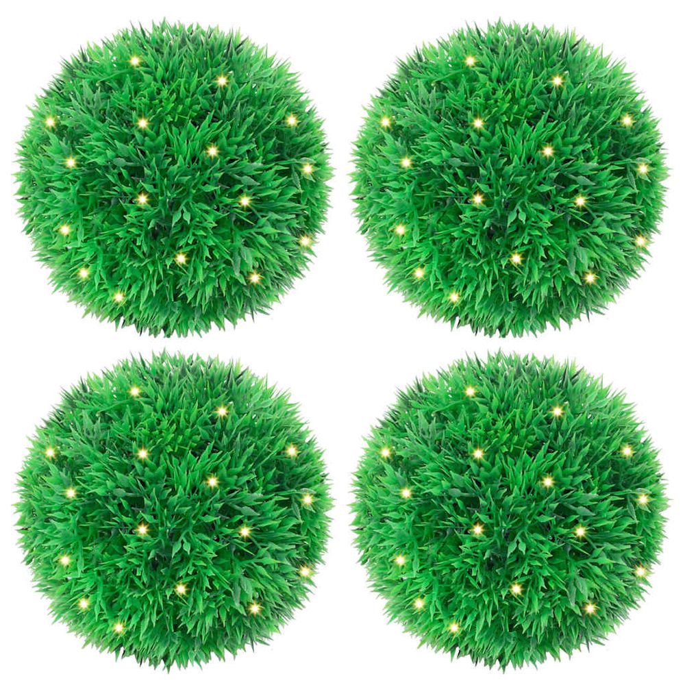 Boules de buis artificielles avec lumières led 4 pcs vert 12 cm