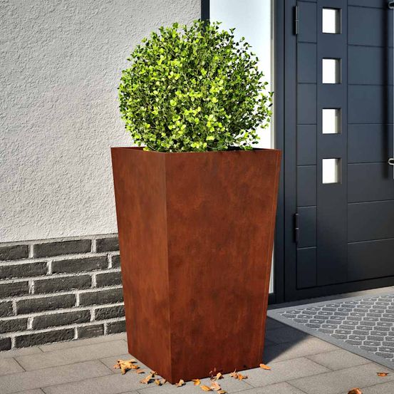 Lot de 2 jardinières hautes acier corten pour jardin terrasse rouille 45x75cm