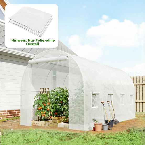 Bâche de serre en pe blanc 4 x 2 x 2 m jardin 8 fenêtres porte zippée protection uv - comfortxl outdoor living