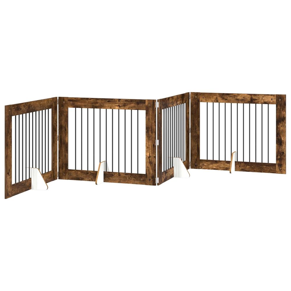 Porte de chien pliable avec supports 4 pc chêne fumé 401 cm