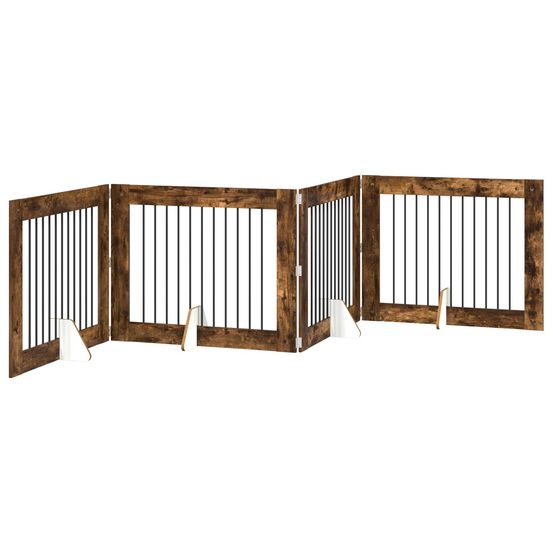 Porte de chien pliable avec supports 4 pc chêne fumé 401 cm