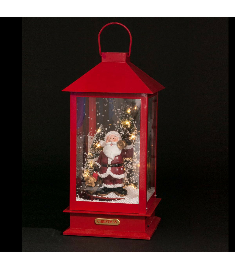 Déco de noël lumineuse lanterne animée et musicale h 38 cm