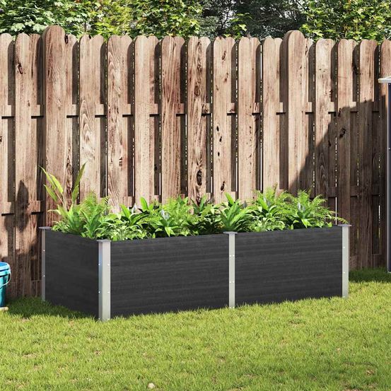Grand carré potager en composite wpc et acier pour jardin potager gris 200x100x54cm