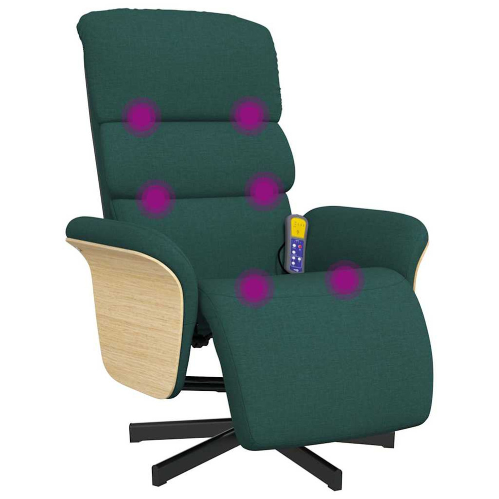 Fauteuil inclinable de massage et repose-pieds vert foncé tissu