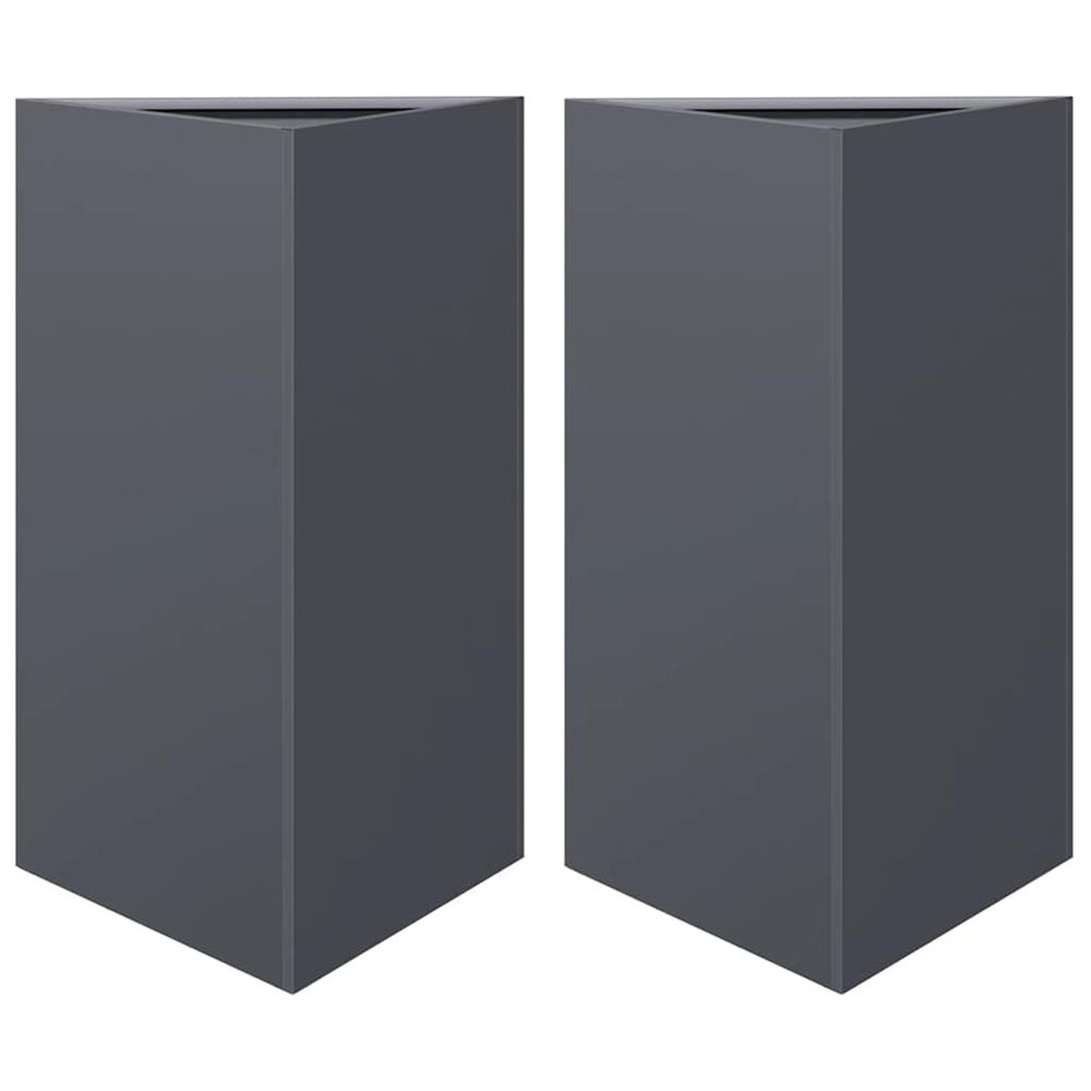 Jardinière d'extérieurs 2 pcs anthracite triangulaire 50x43x75 cm acier